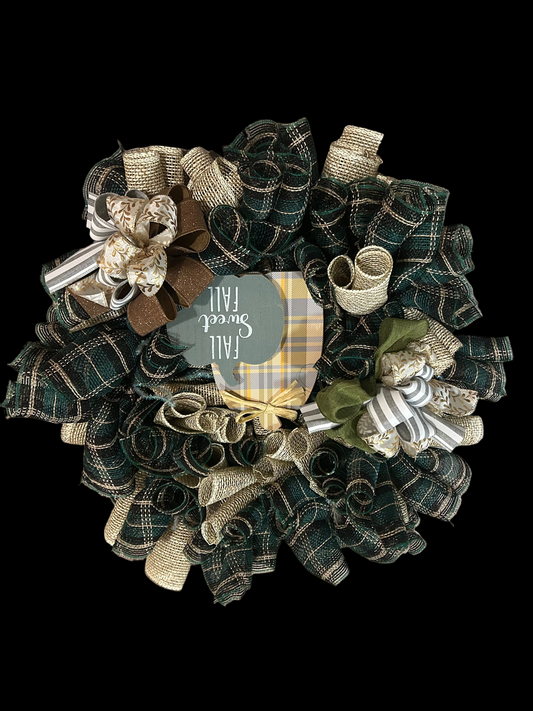 Green and Tan Fall Wreath