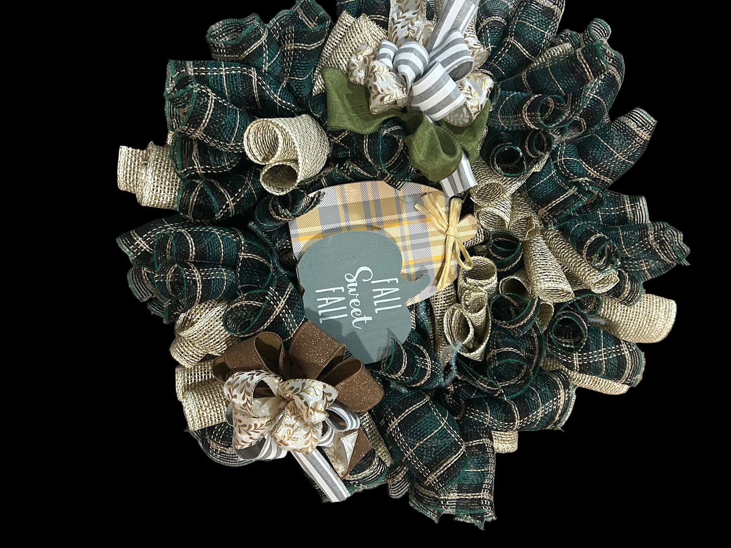 Green and Tan Fall Wreath
