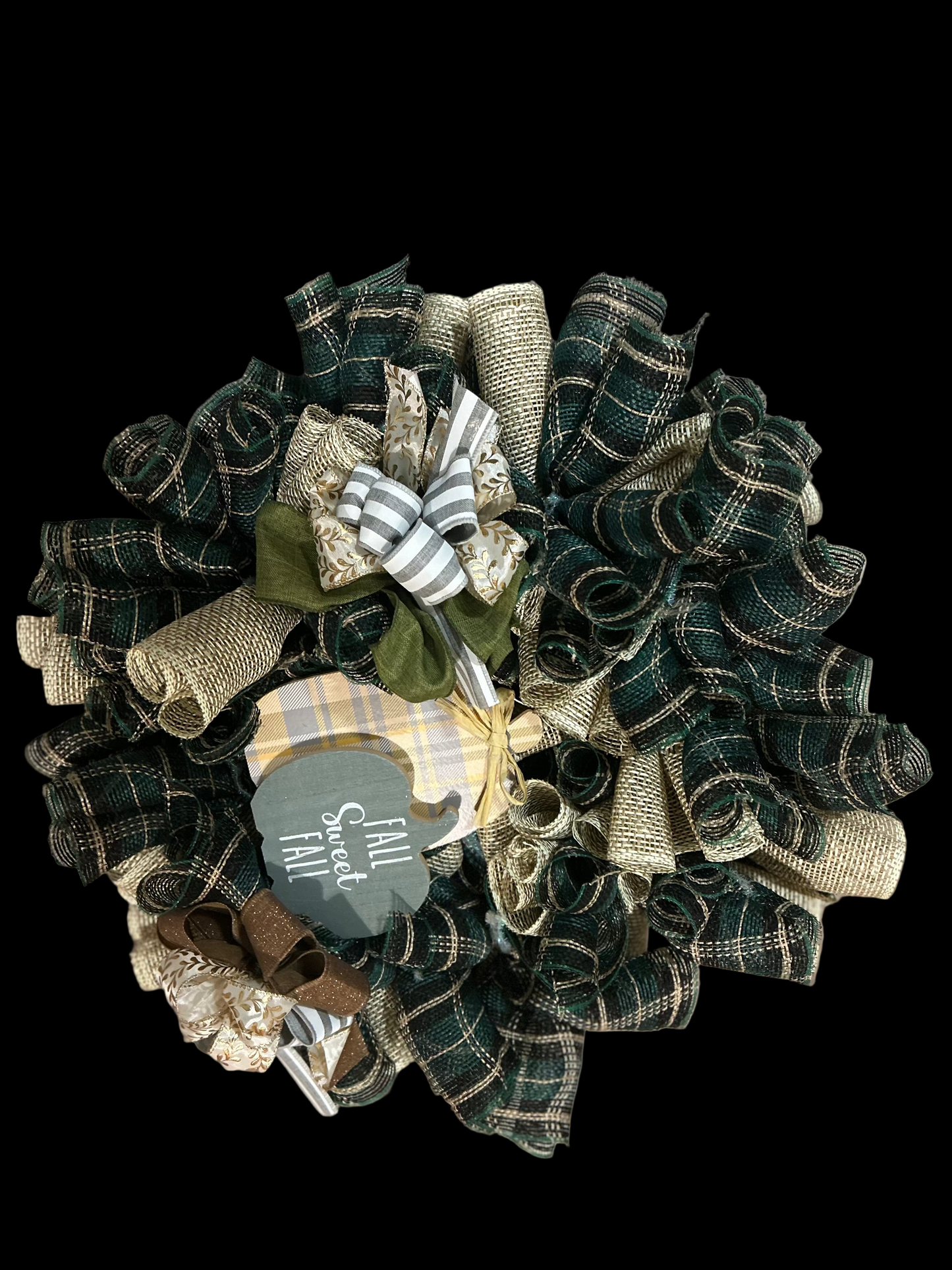 Green and Tan Fall Wreath
