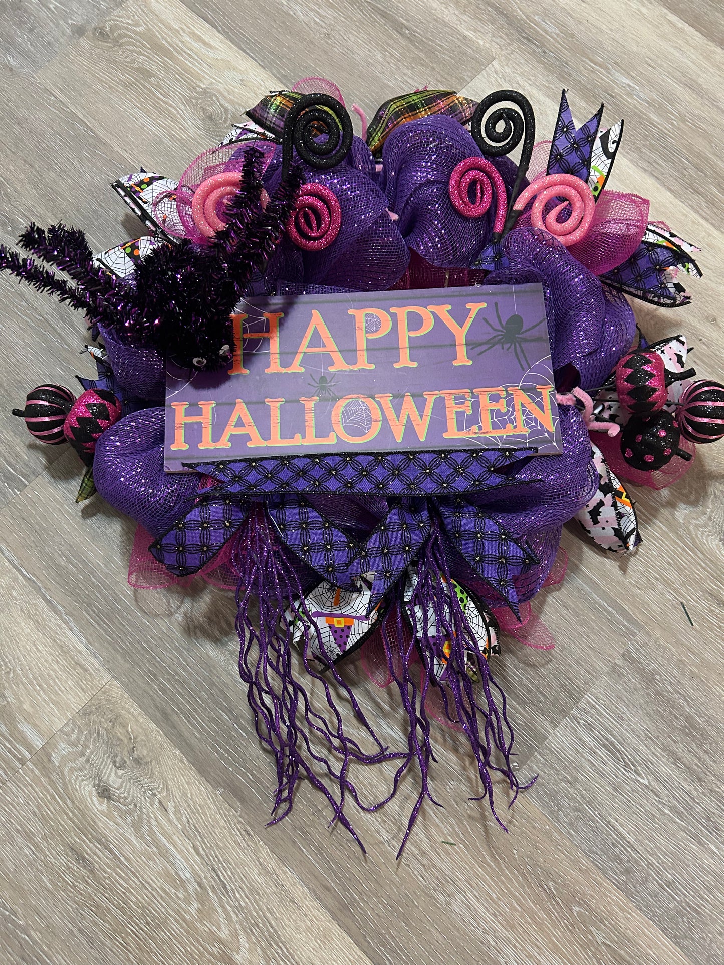 Purple and Pink Halloween Wreath