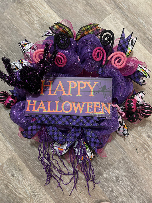 Purple and Pink Halloween Wreath