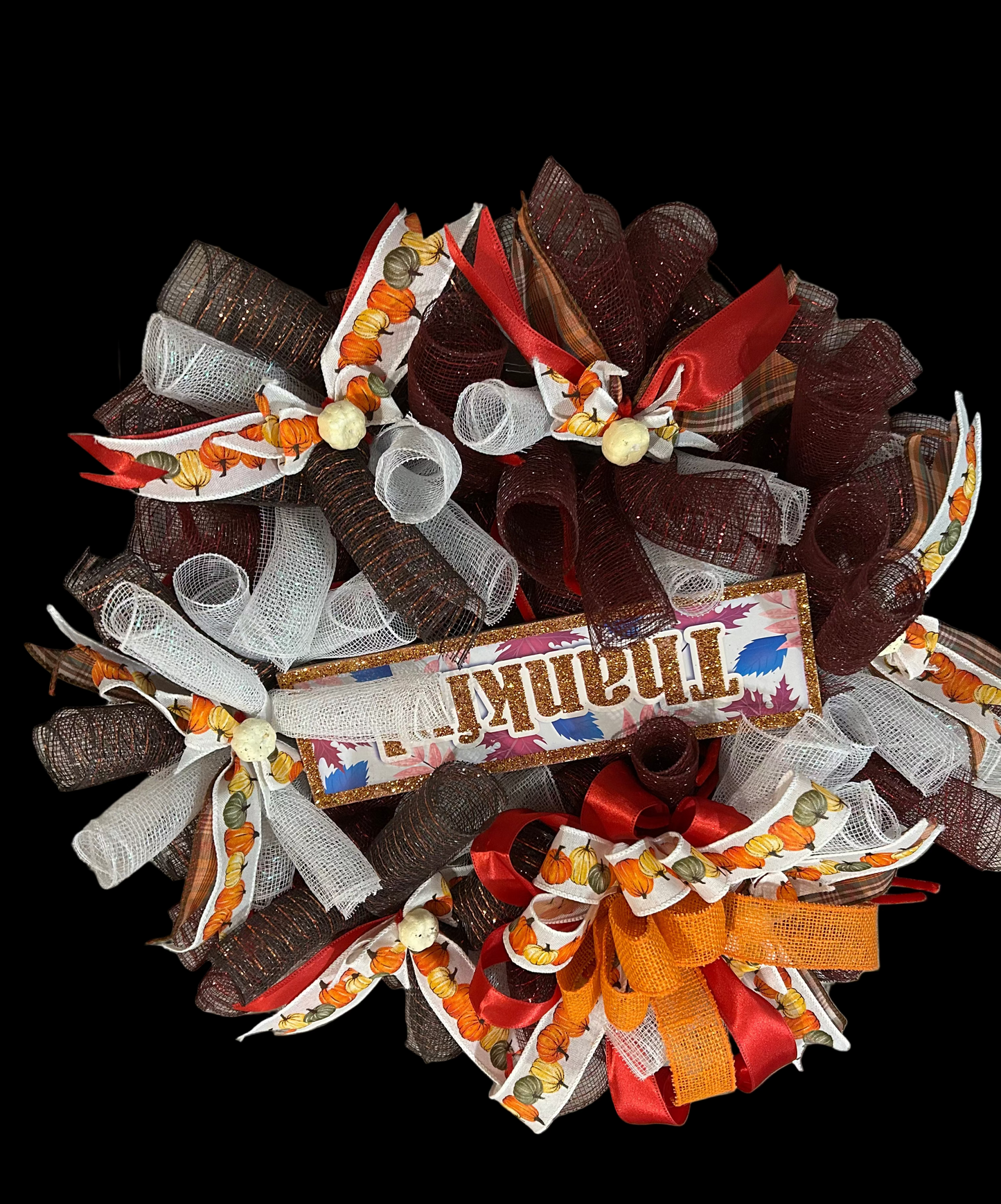 Brown, Red White Fall Wreath