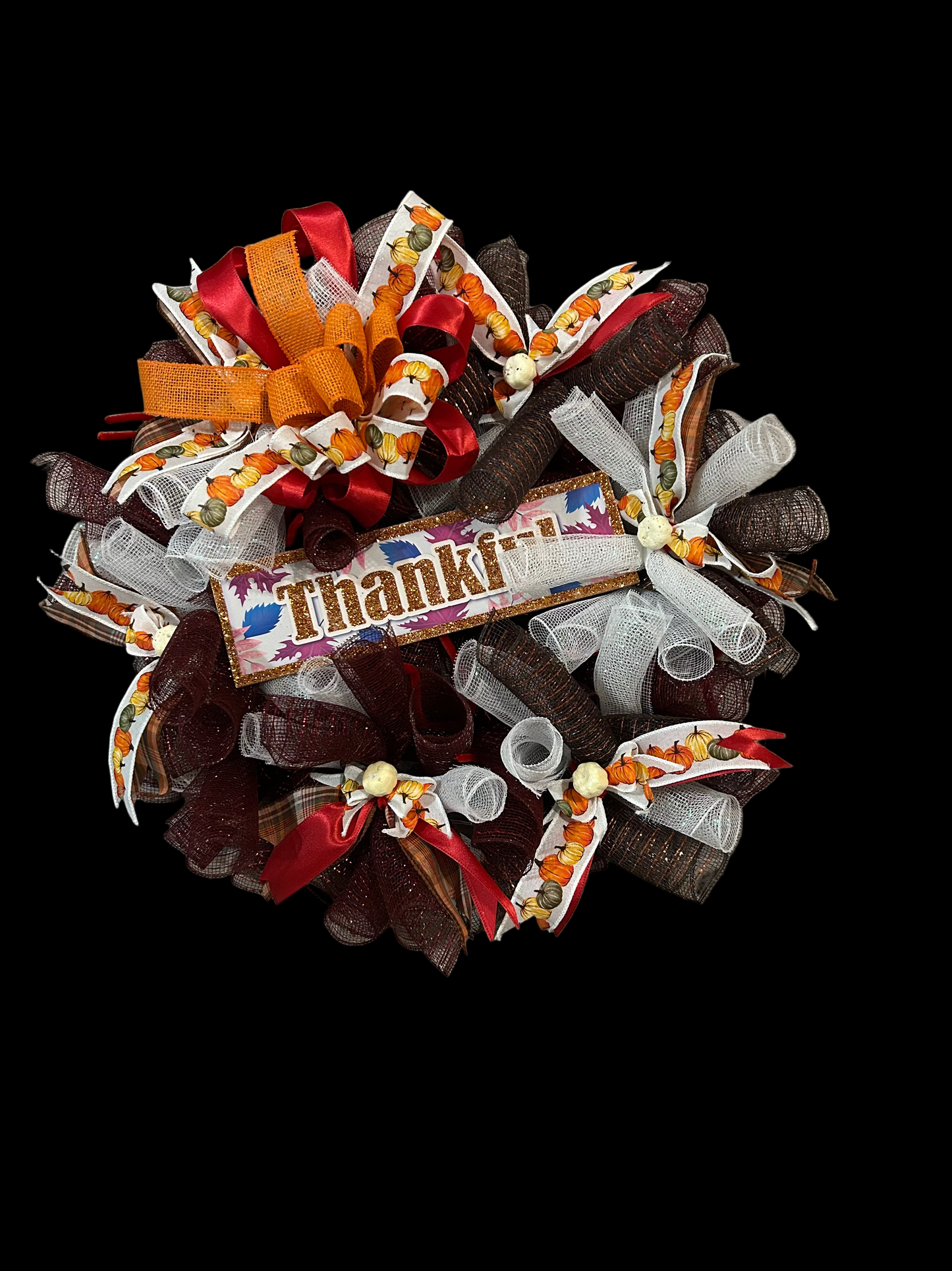 Brown, Red White Fall Wreath