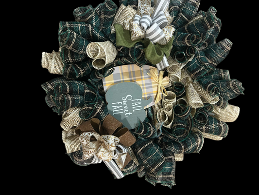 Green and Tan Fall Wreath